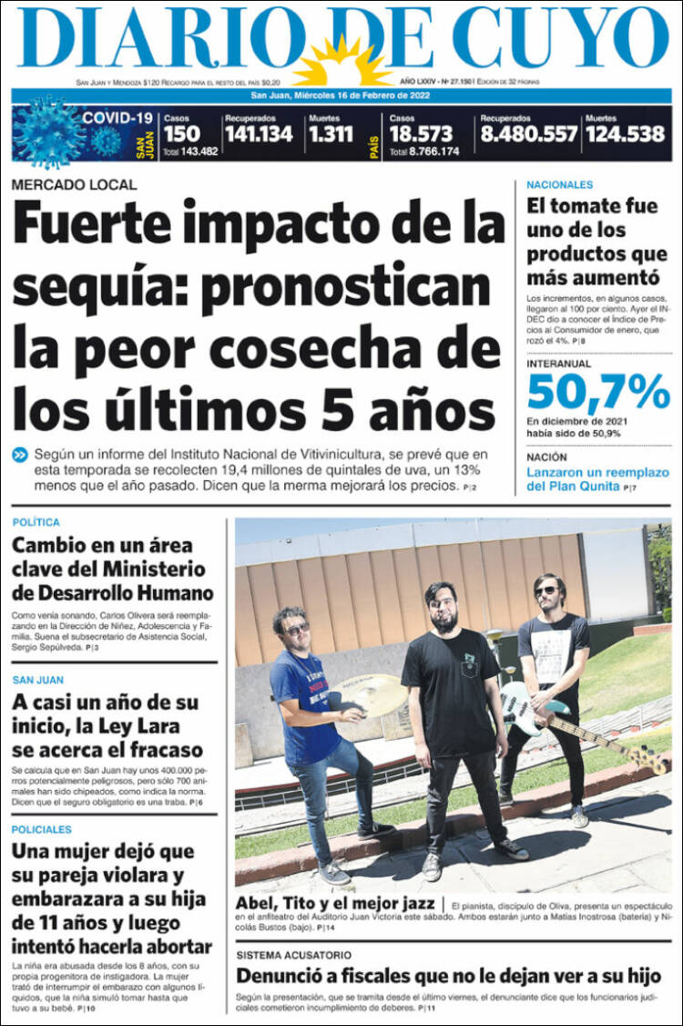 Portada de Diario de Cuyo (Argentina)