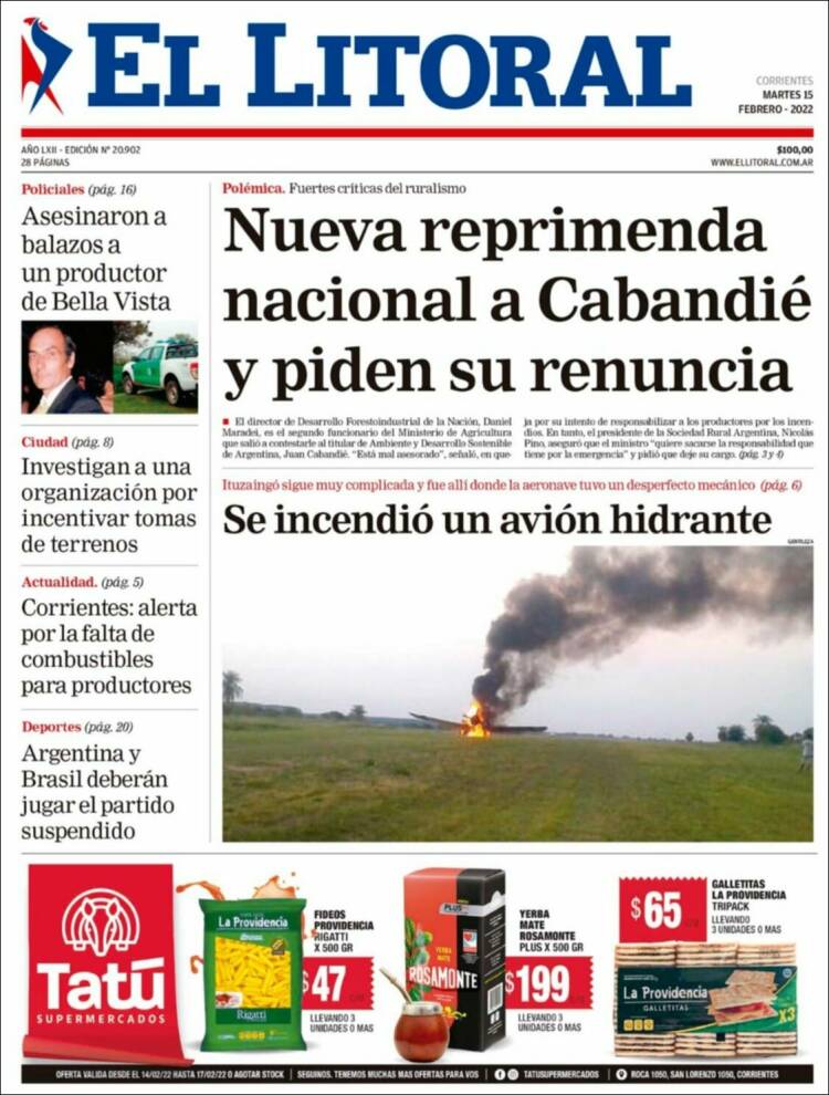 Portada de El Litoral Corrientes (Argentina)