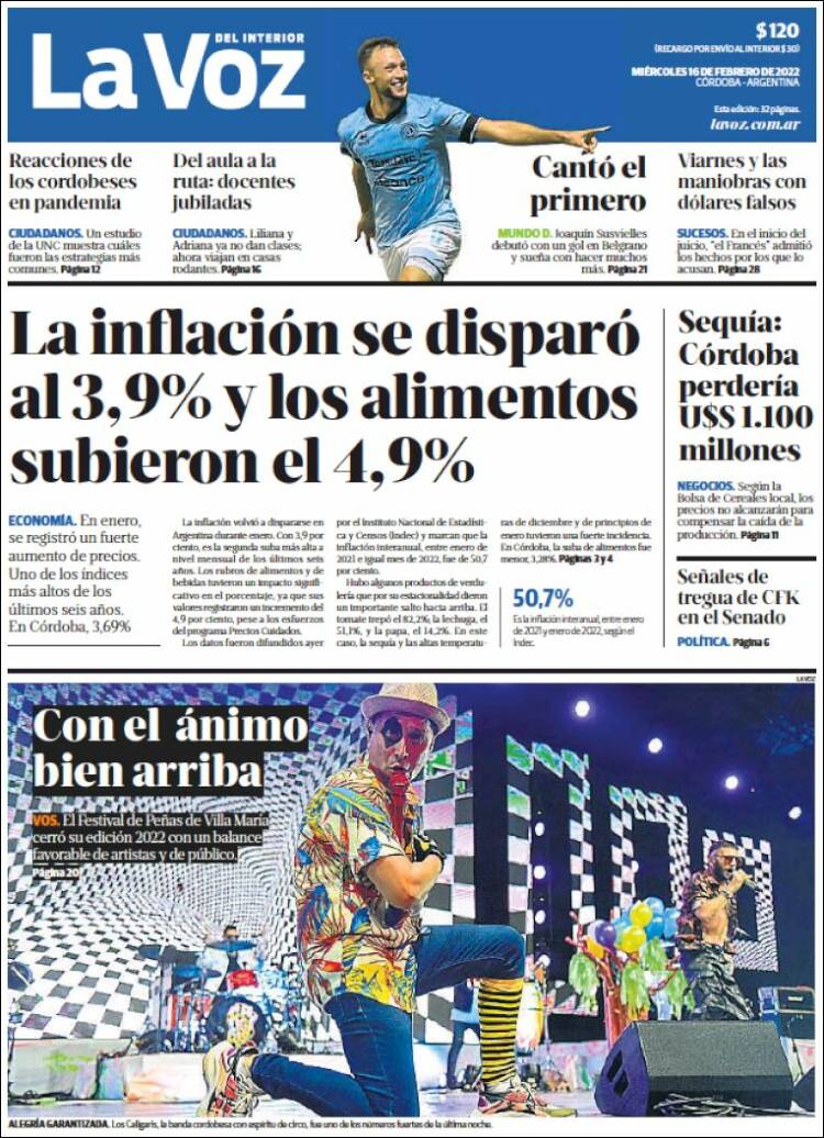 Portada de La Voz del Interior (Argentina)