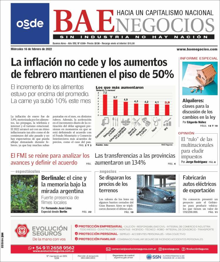 Portada de Buenos Aires Económico (Argentina)