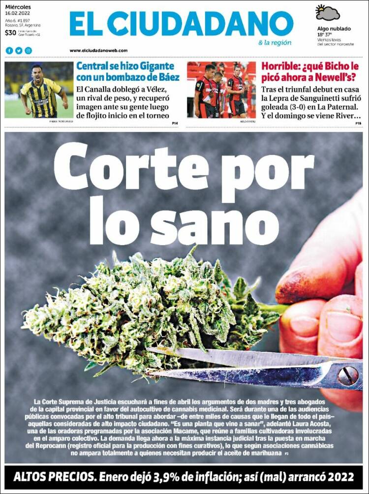 Portada de Diario El Ciudadano (Argentina)