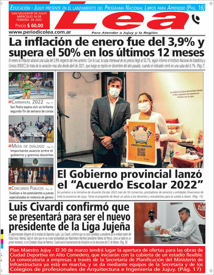Portada de Periódico Lea (Argentina)