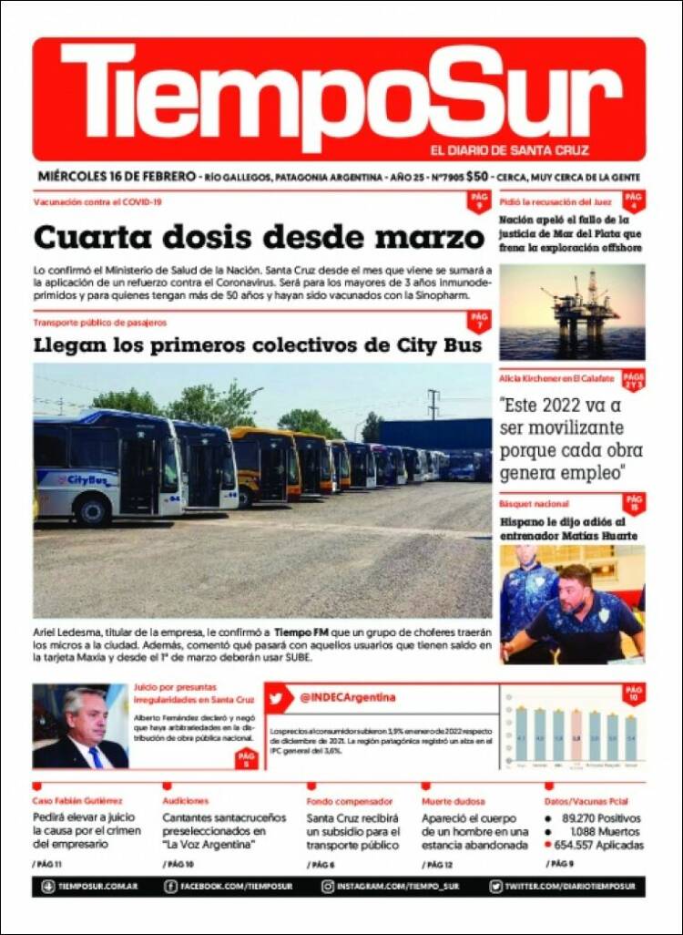 Portada de Tiempo Sur (Argentina)