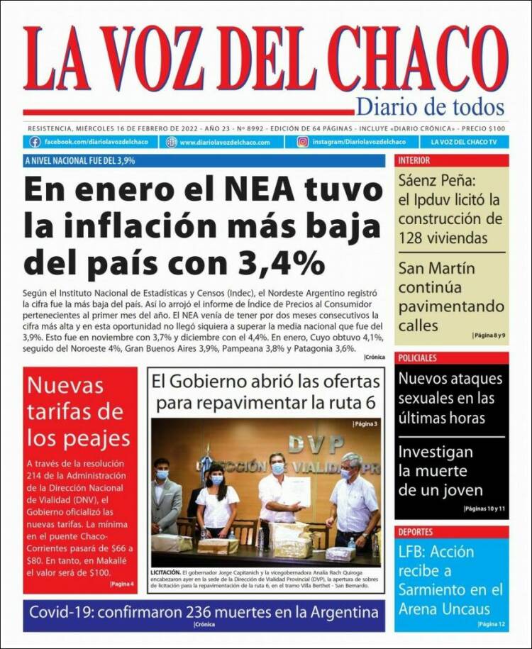 Portada de La Voz del Chaco (Argentina)