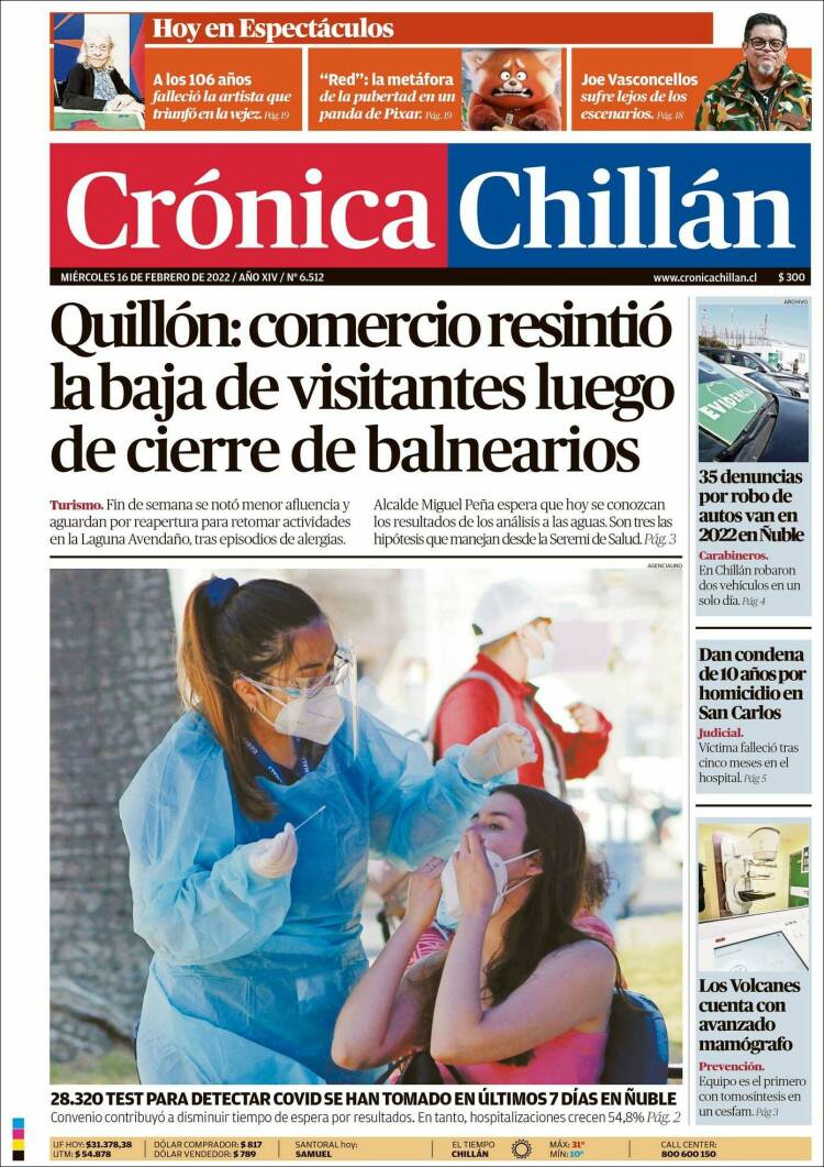 Portada de Crónica Chillán (Chile)