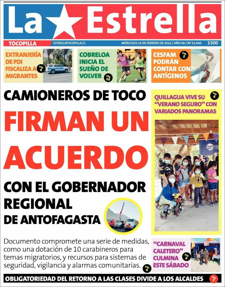 Portada de La Estrella de Tocopilla (Chile)