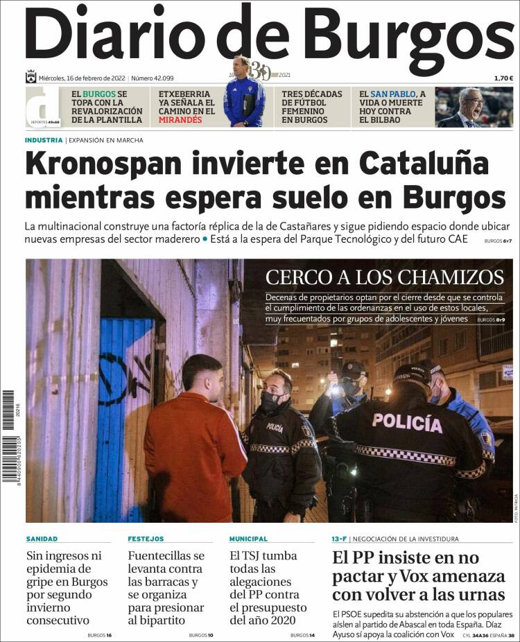 Portada de Diario de Burgos (España)