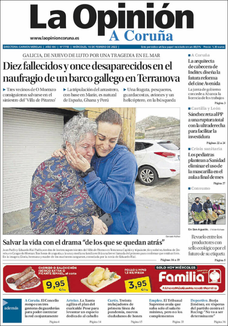 Portada de La Opinión de A Coruña (España)