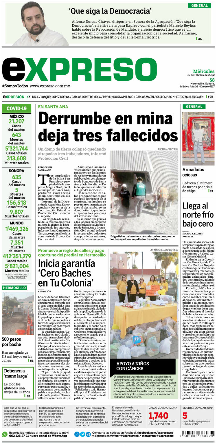 Portada de Expreso (M&eacute;xico)
