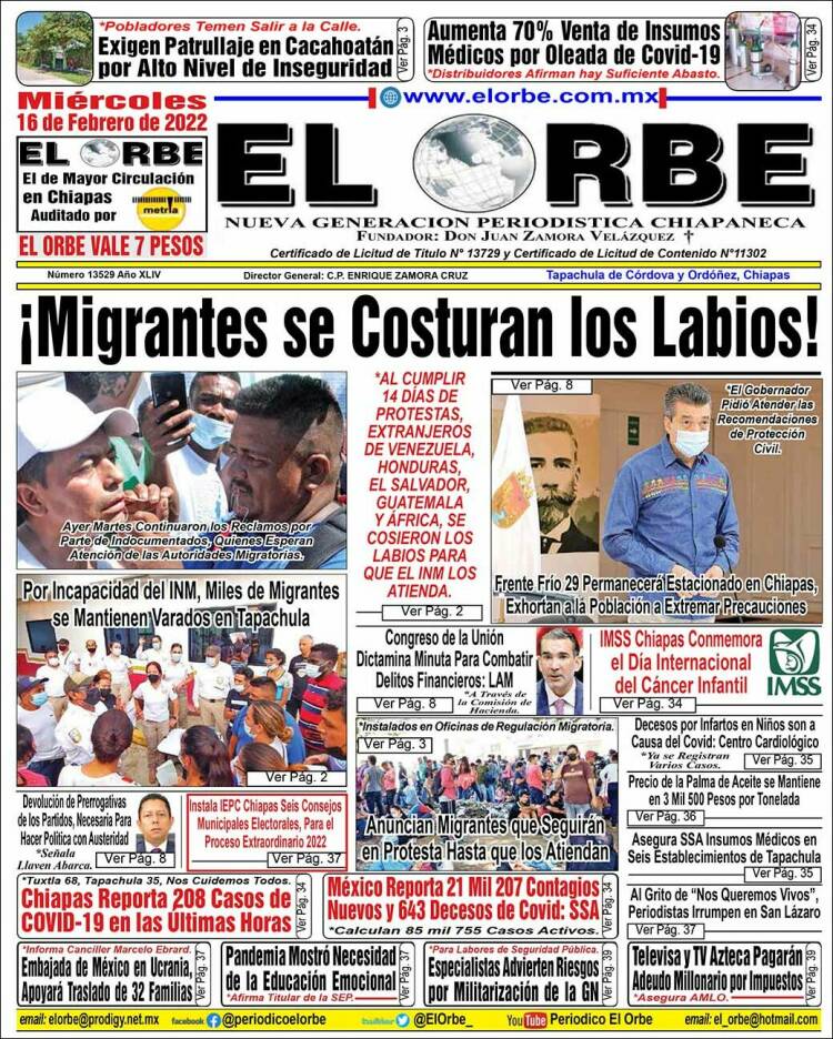 Portada de El Orbe (M&eacute;xico)