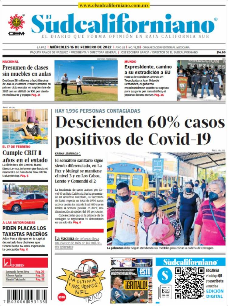 Portada de El Sudcaliforniano (M&eacute;xico)