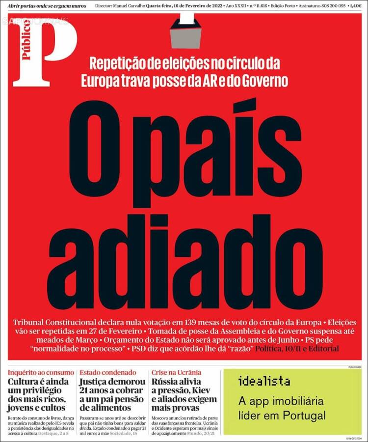 Portada de Público (Portugal)