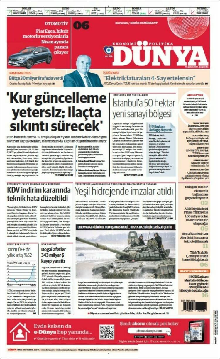 Portada de Dünya (Turqu&iacute;a)