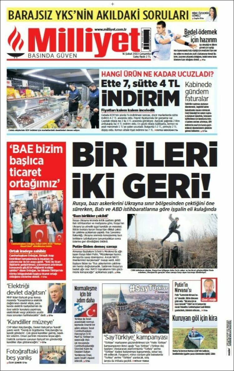 Portada de Milliyet (Turqu&iacute;a)