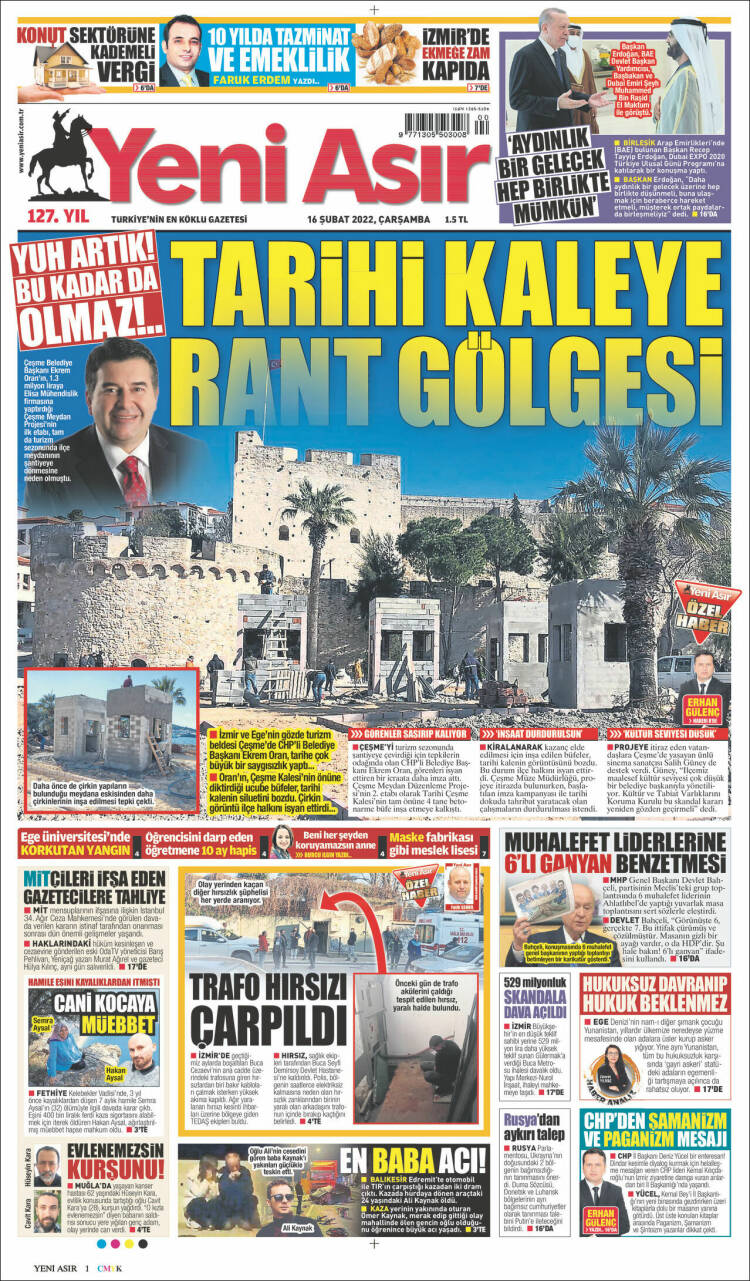 Portada de Yeni Asır (Turqu&iacute;a)