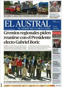 Portada de El Austral de Temuco (Chile)