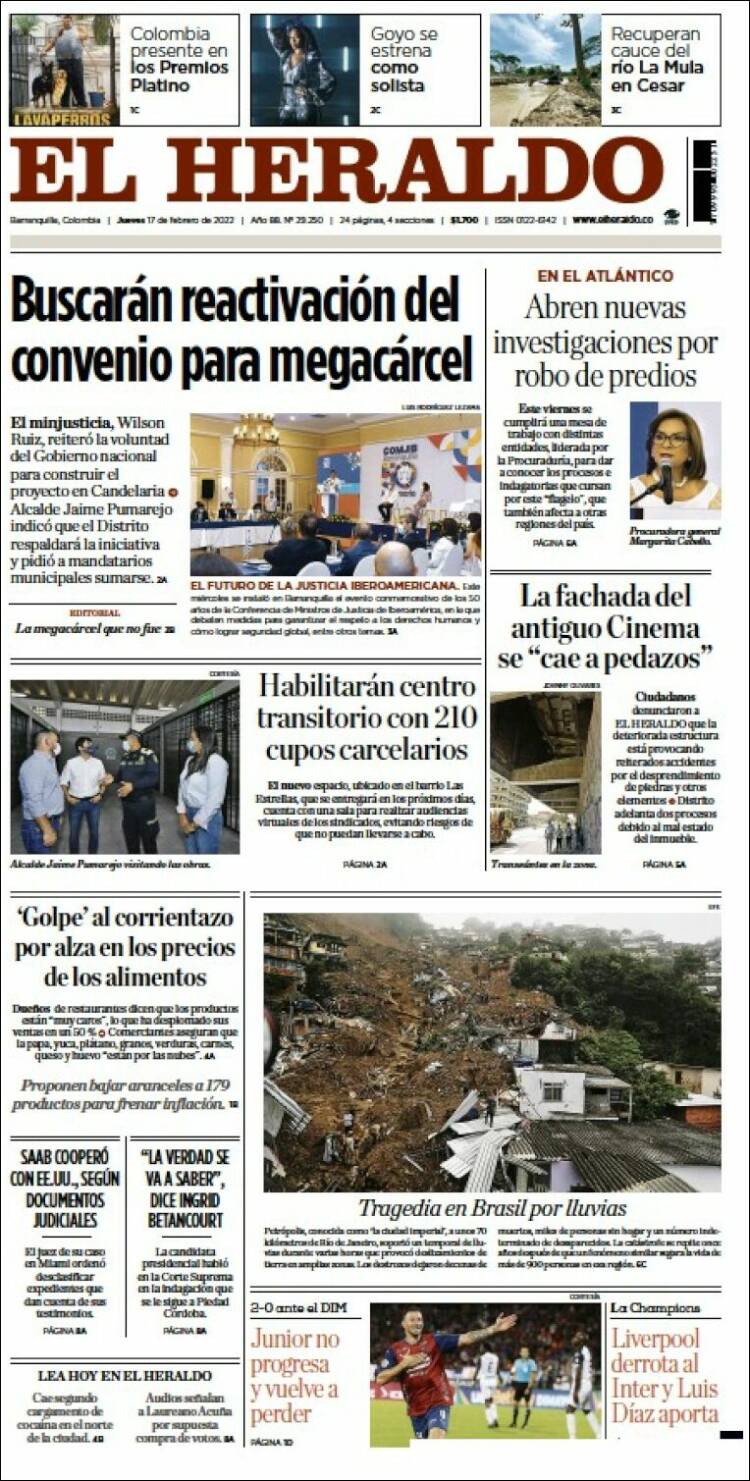 Portada de El Heraldo (Colombia)