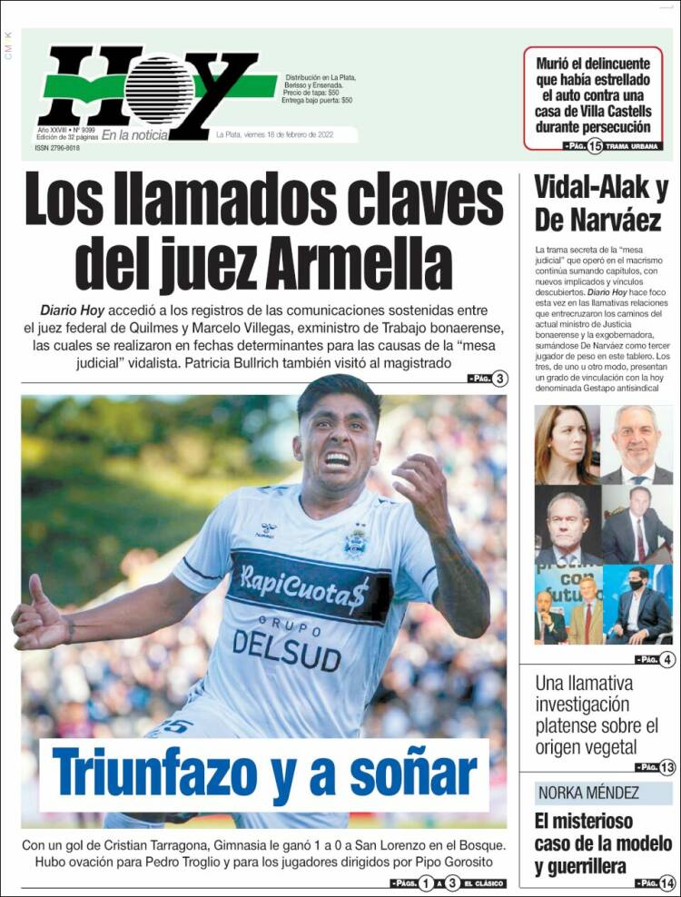 Portada de Diario Hoy (Argentina)