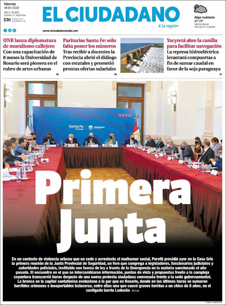 Portada de Diario El Ciudadano (Argentina)