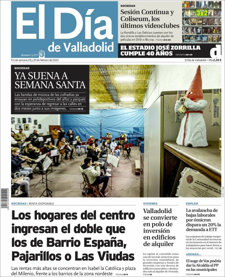 Portada de El Día de Valladolid (España)