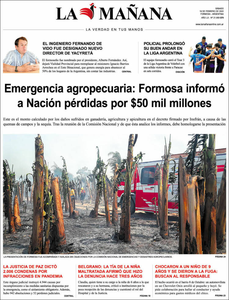 Portada de Diario La Mañana (Argentina)