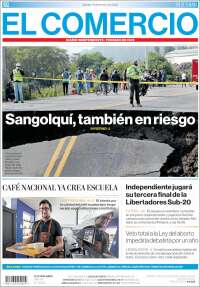 Portada de El Comercio (Équateur)