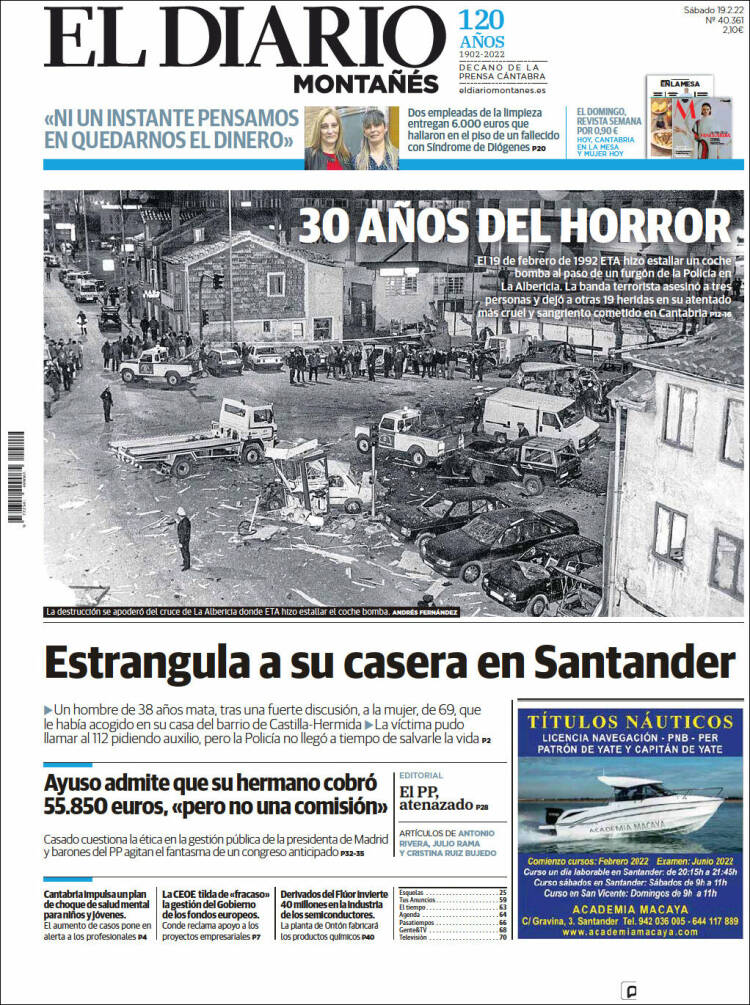 Portada de El Diario Montañés (Espa&ntilde;a)
