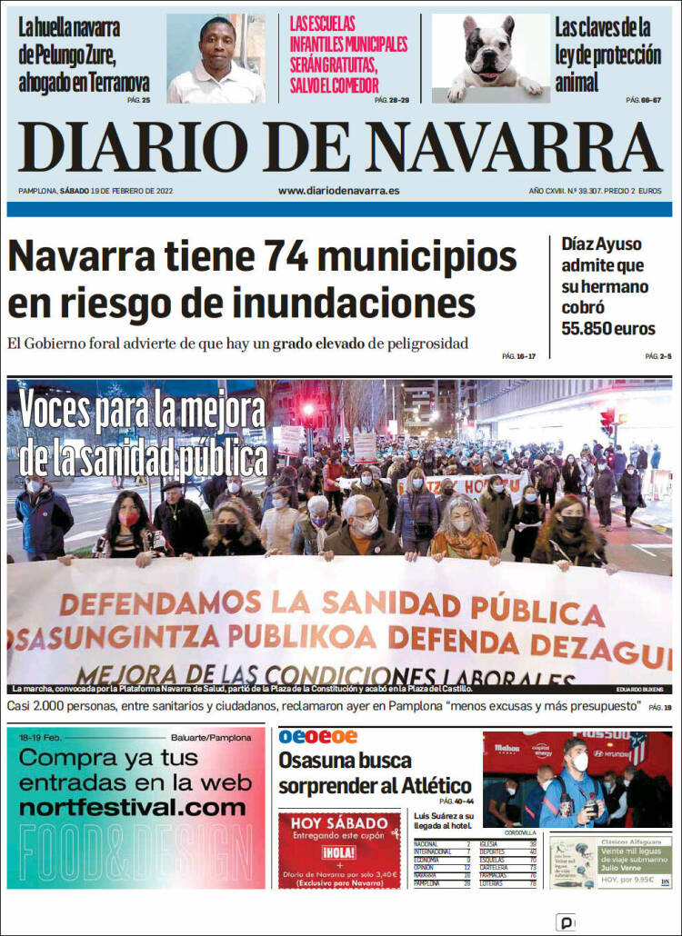 Portada de Diario de Navarra (Espa&ntilde;a)