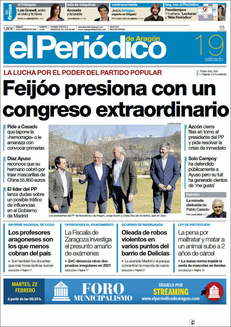 Portada de El Periódico de Aragón (Espa&ntilde;a)