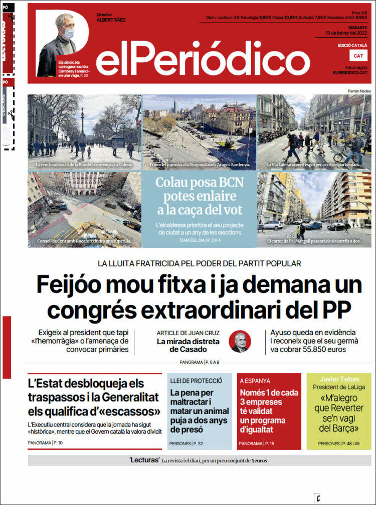 Portada de El Periódico de Catalunya (España)