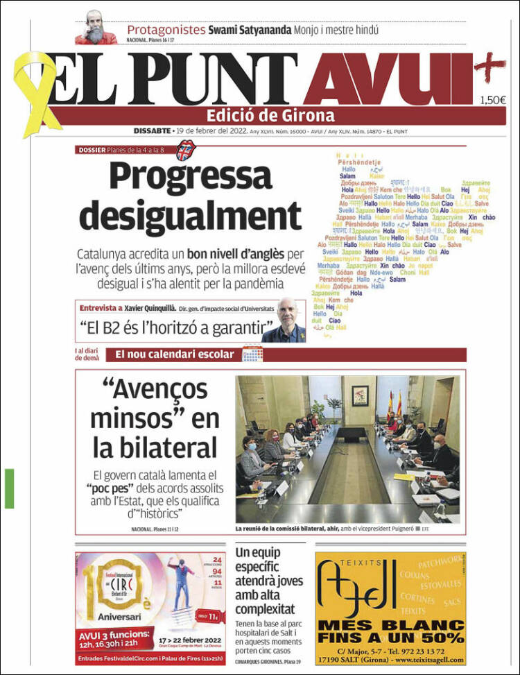 Portada de El Punt Avui - Girona (Espagne)