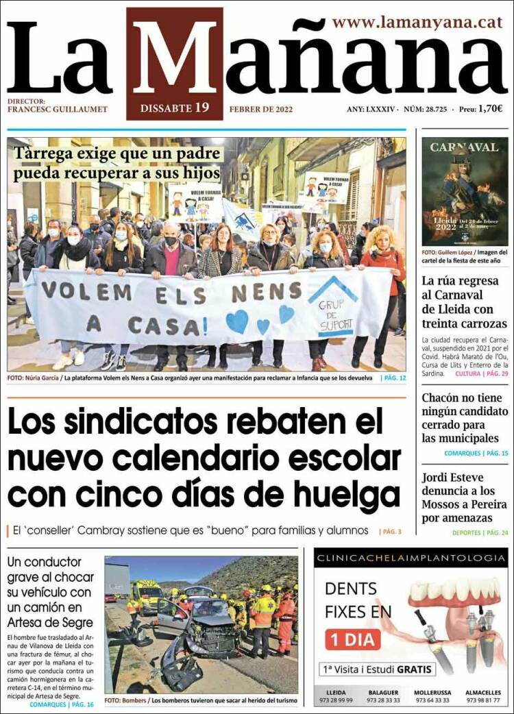 Portada de La Mañana - Diari de Ponent (Espa&ntilde;a)
