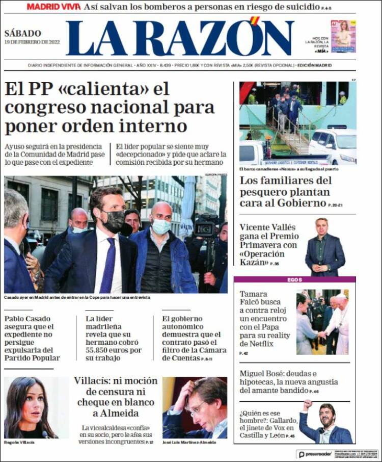 Portada de La Razón (Espa&ntilde;a)