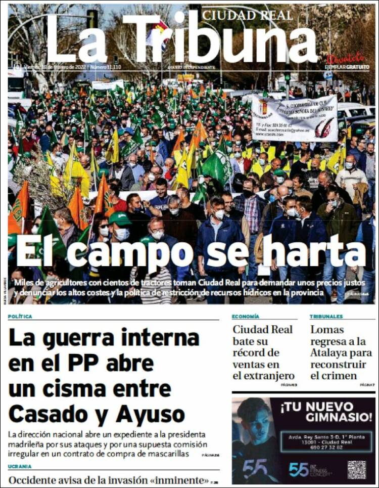 Portada de La Tribuna de Ciudad Real (Espa&ntilde;a)