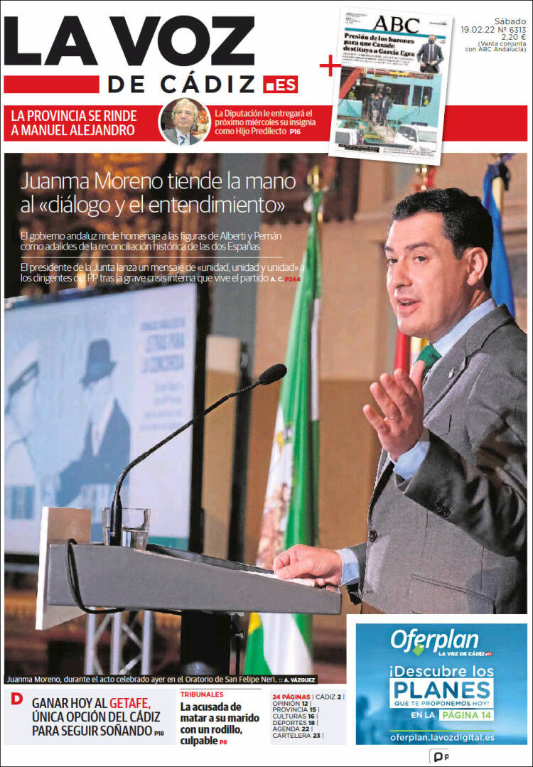 Portada de La Voz de Cádiz (Espa&ntilde;a)