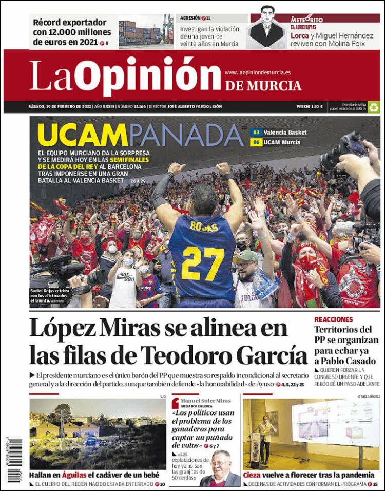 Portada de La Opinión de Murcia (Espa&ntilde;a)