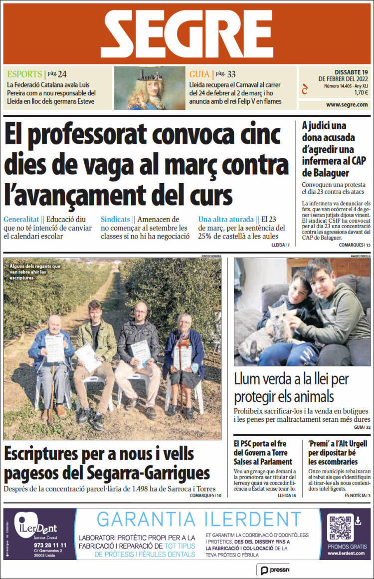 Portada de Segre (Espa&ntilde;a)