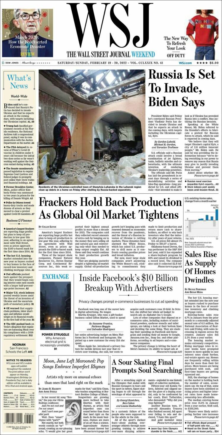 Portada de Wall Street Journal (USA)