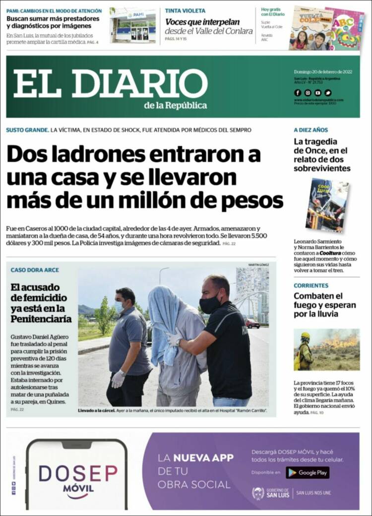 Portada de Diario de la República (Argentina)