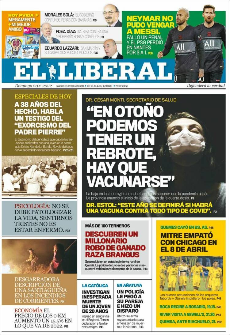 Portada de Diario El Liberal (Argentina)