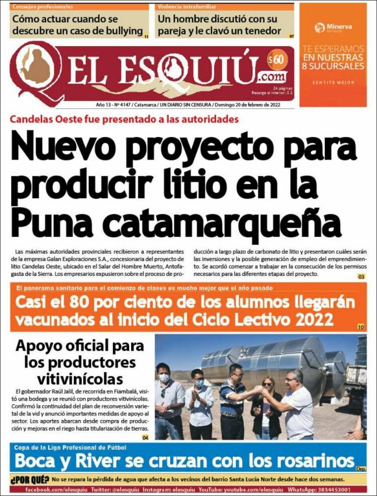 Portada de El Esquiu (Argentina)