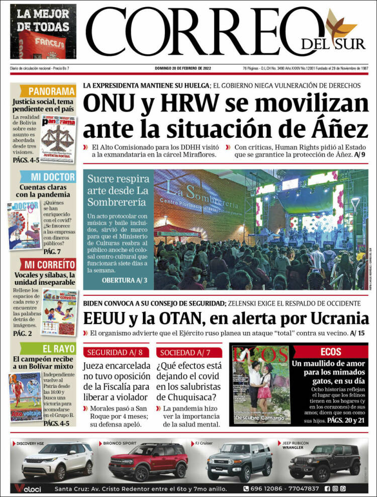 Portada de Correo Sur (Bolivia)