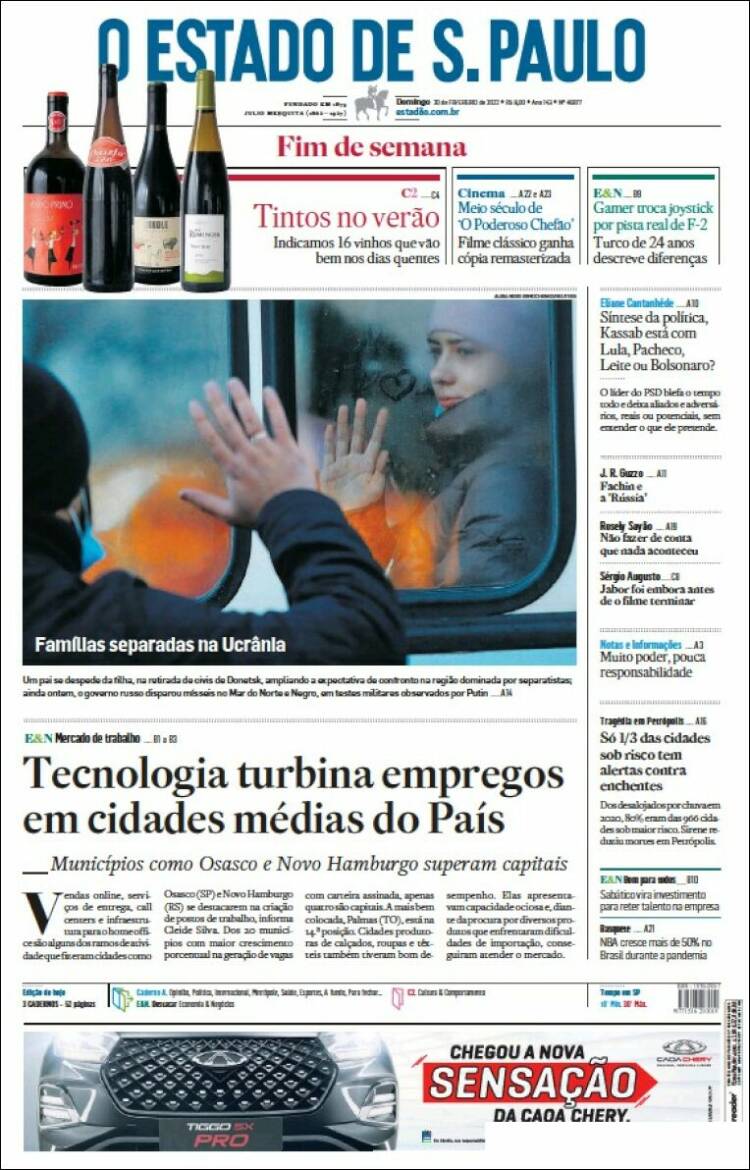 Portada de O Estado de São Paulo (Brasil)