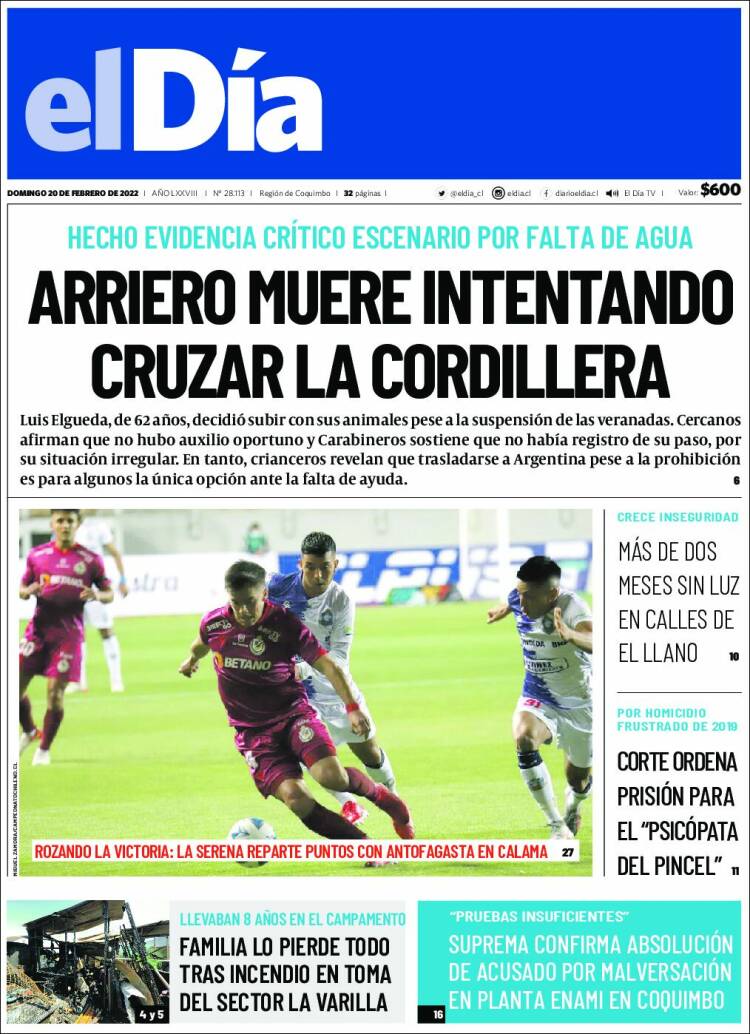 Portada de El Día (Chile)
