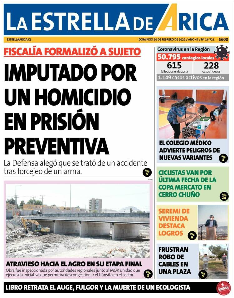 Portada de La Estrella de Arica (Chile)