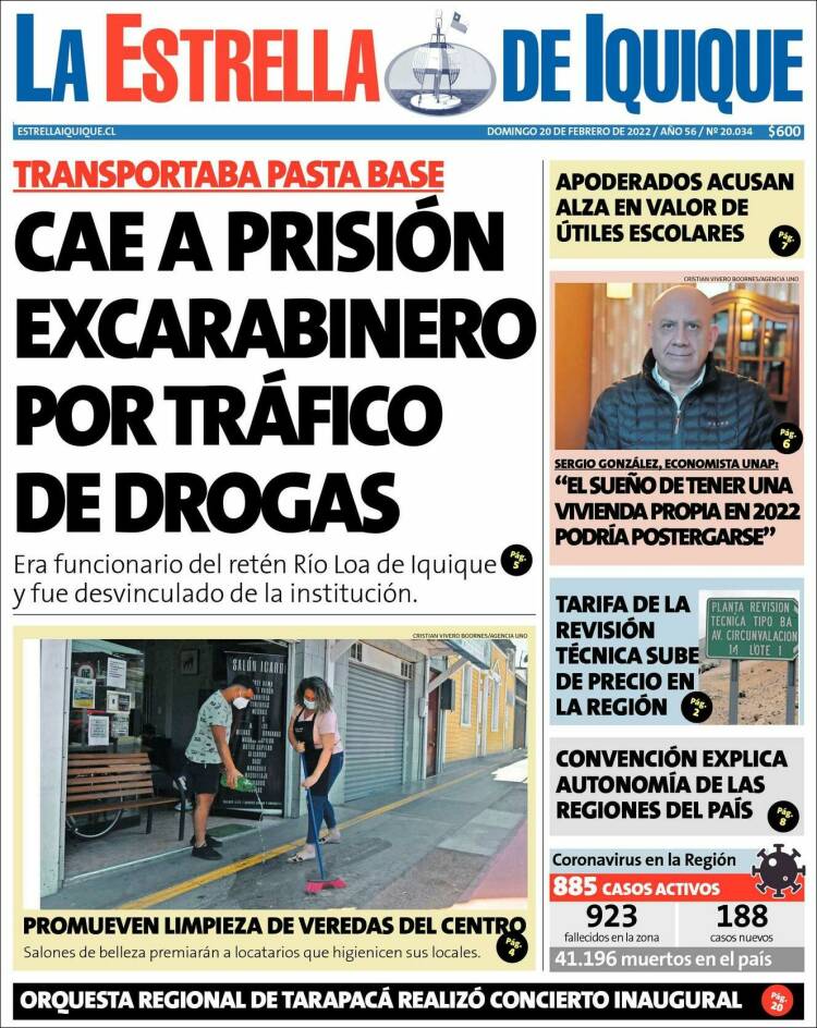 Portada de La Estrella de Iquique (Chile)