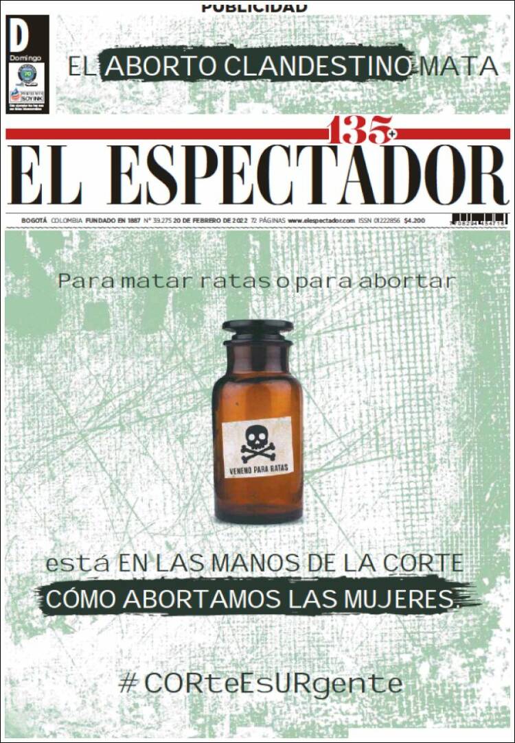 Portada de El Espectador (Colombia)