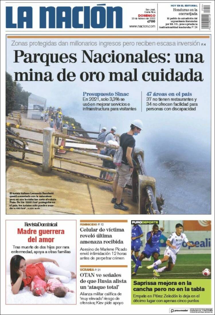 Portada de La Nación - Costa Rica (Costa Rica)