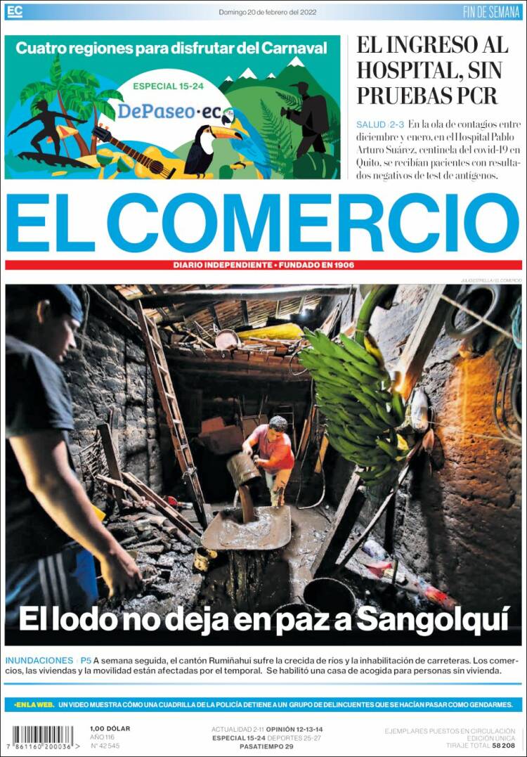 Portada de El Comercio (Ecuador)