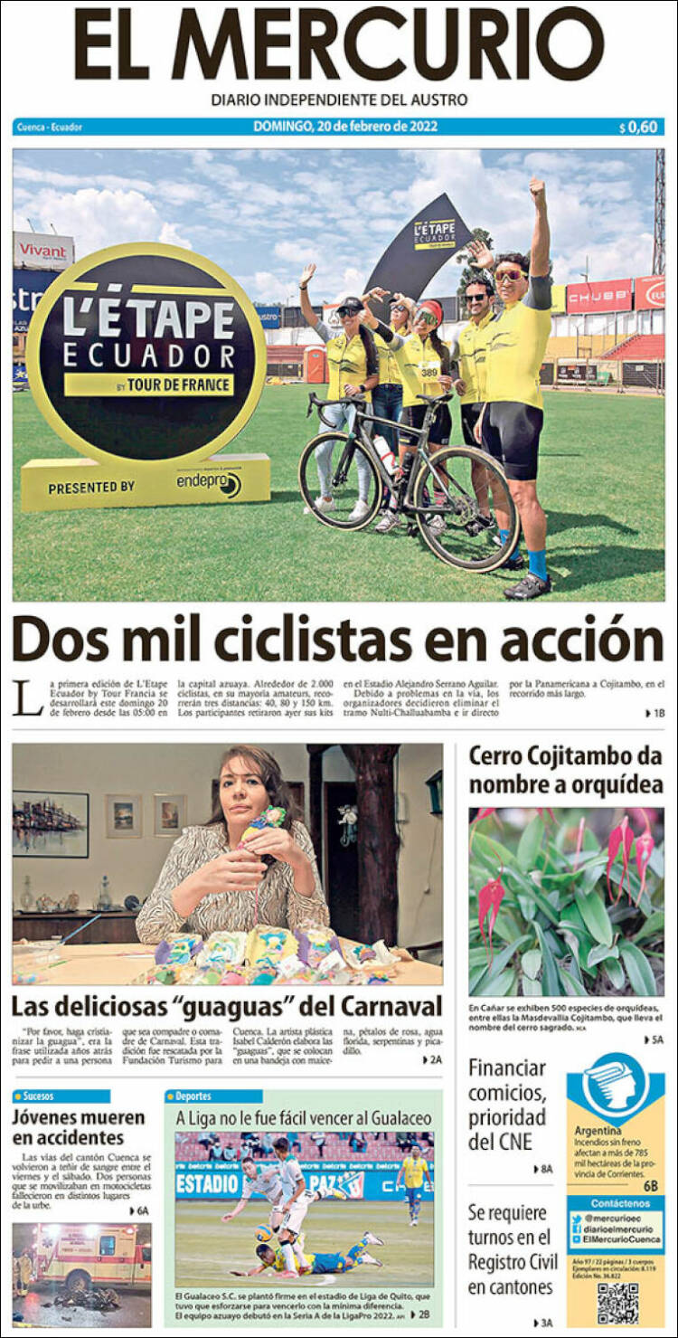 Portada de Diario El Mercurio (Ecuador)